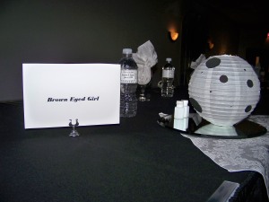 Elegant tables named with favors