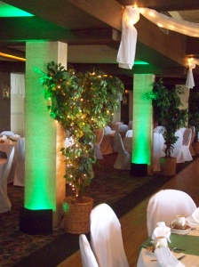 Green uplighting at the Terrace